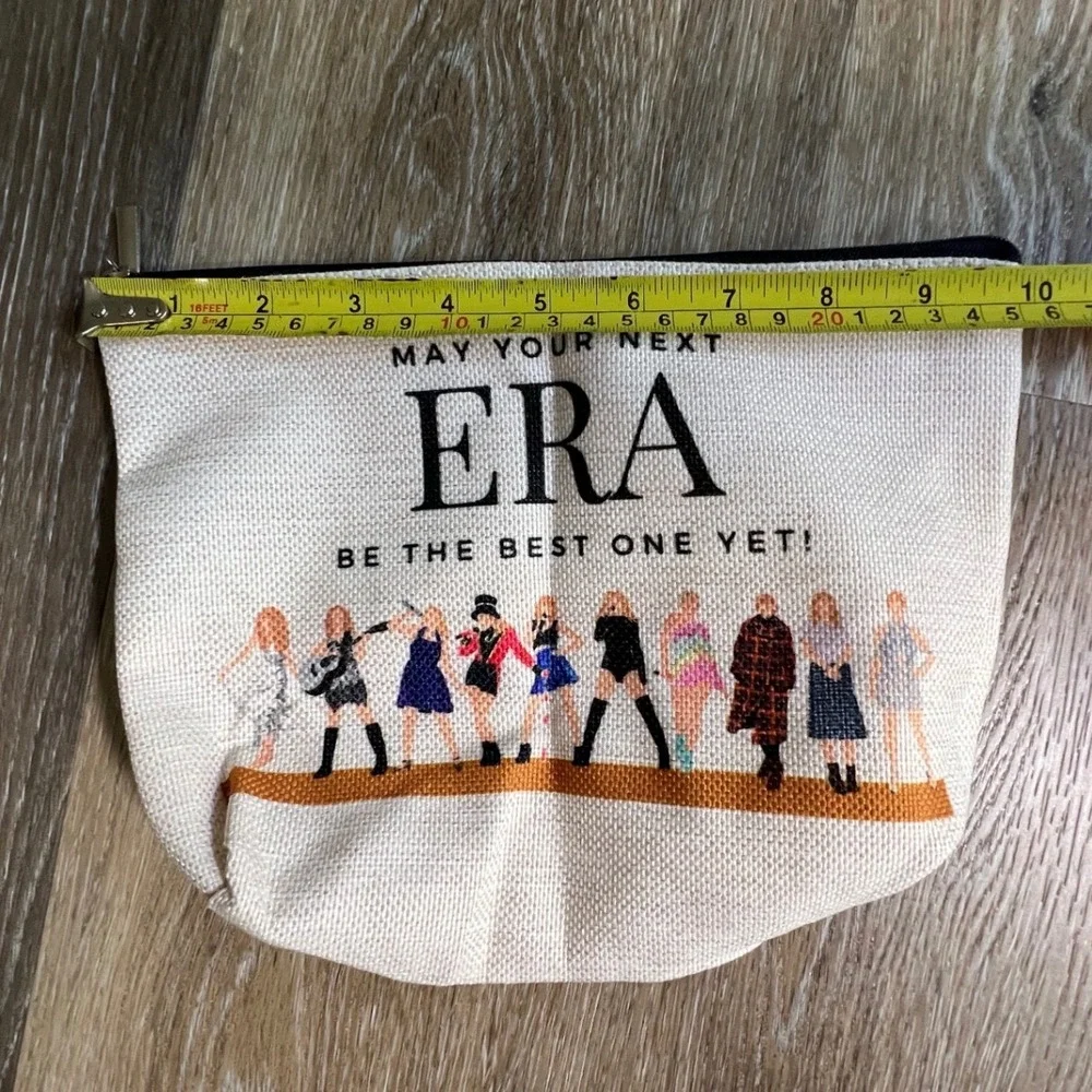 Eras Tour Makeup Bag Womens OS Cream Canvas Zippered Pouch Pouch
